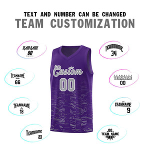 Custom Purple Gray Personalized Scratches Pattern Sports Uniform Basketball Jersey