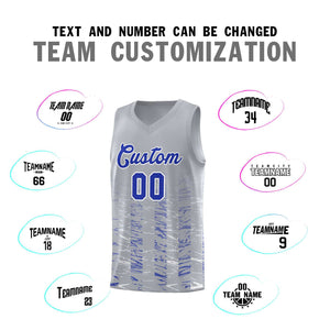 Custom Gray Royal Personalized Scratches Pattern Sports Uniform Basketball Jersey