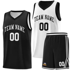 Custom Black White Chest Slash Patttern Double Side Sports Uniform Basketball Jersey