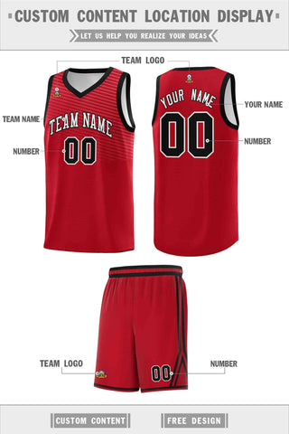 Custom Red Black Chest Slash Patttern Sports Uniform Basketball Jersey