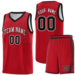 Custom Red Black Chest Slash Patttern Sports Uniform Basketball Jersey