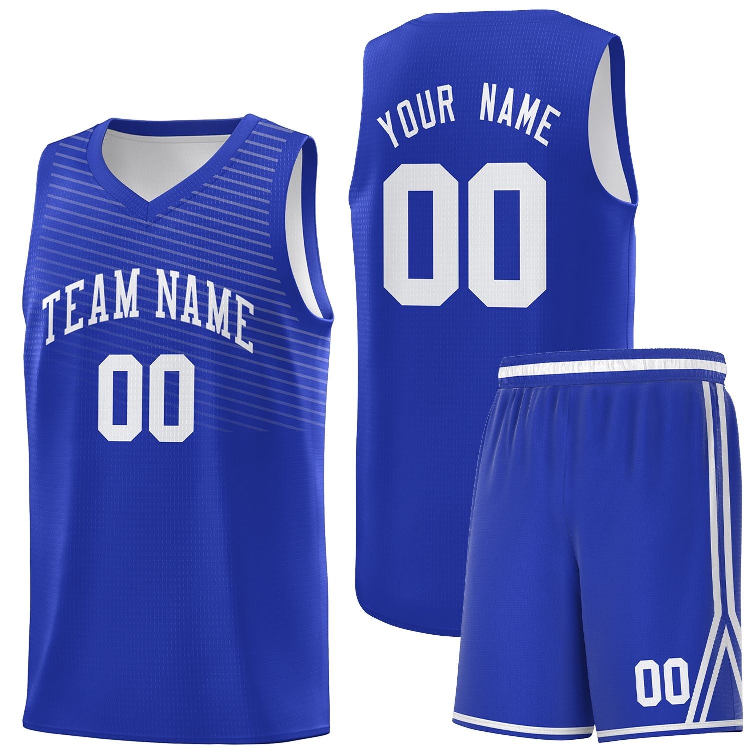 Custom Royal White Chest Slash Patttern Sports Uniform Basketball Jersey