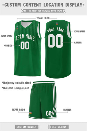 Custom Green White Chest Slash Patttern Double Side Sports Uniform Basketball Jersey