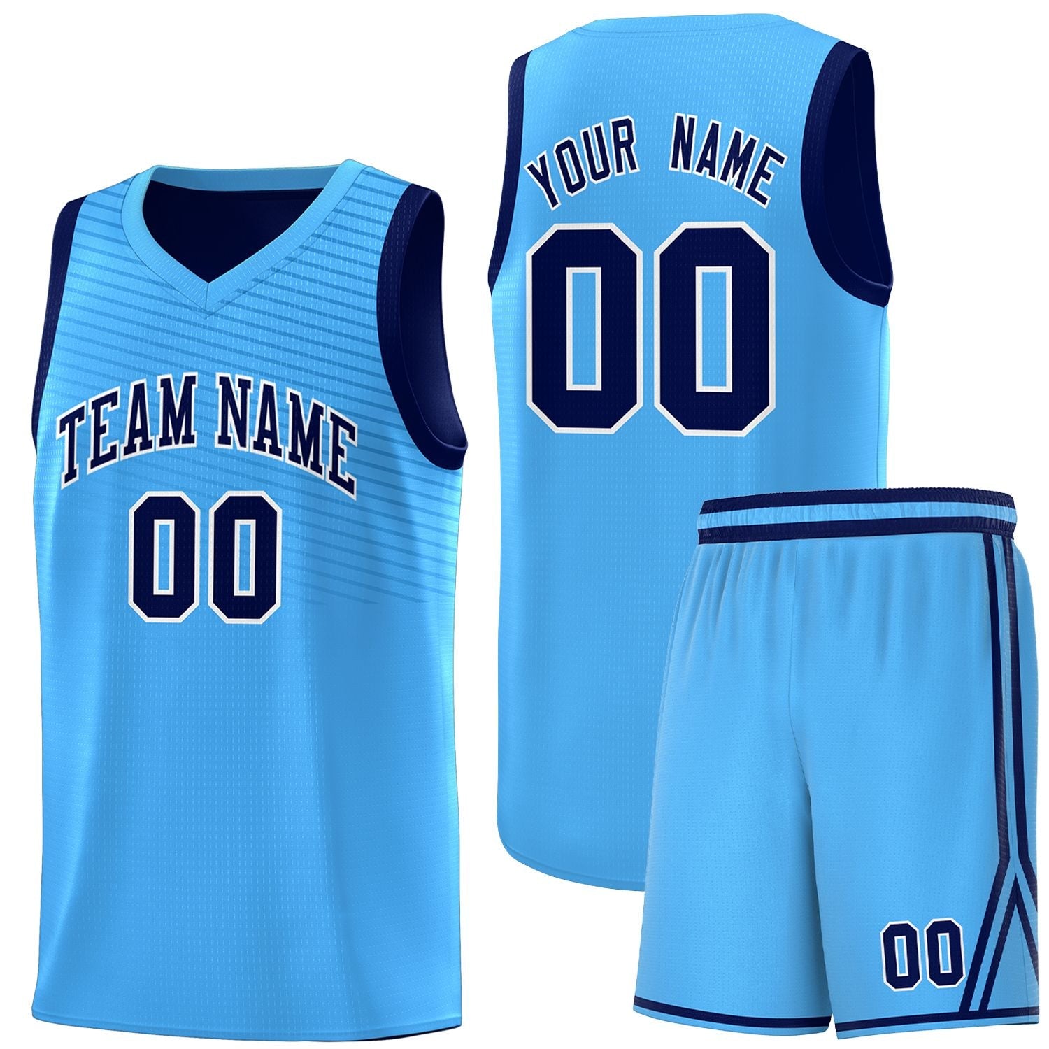 Custom Powder Blue Blue Chest Slash Patttern Sports Uniform Basketball Jersey