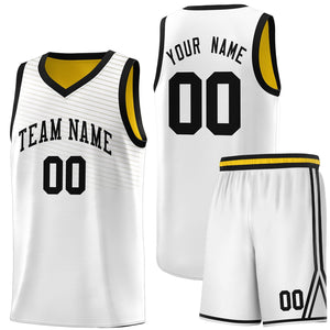 Custom White Black Chest Slash Patttern Sports Uniform Basketball Jersey