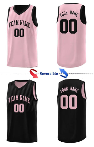 Custom Black Pink Chest Slash Patttern Double Side Sports Uniform Basketball Jersey