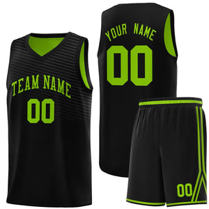 Custom Black Neon Green Chest Slash Patttern Sports Uniform Basketball Jersey