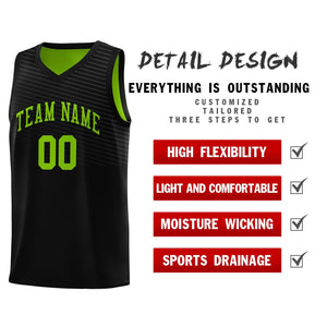 Custom Black Neon Green Chest Slash Patttern Sports Uniform Basketball Jersey