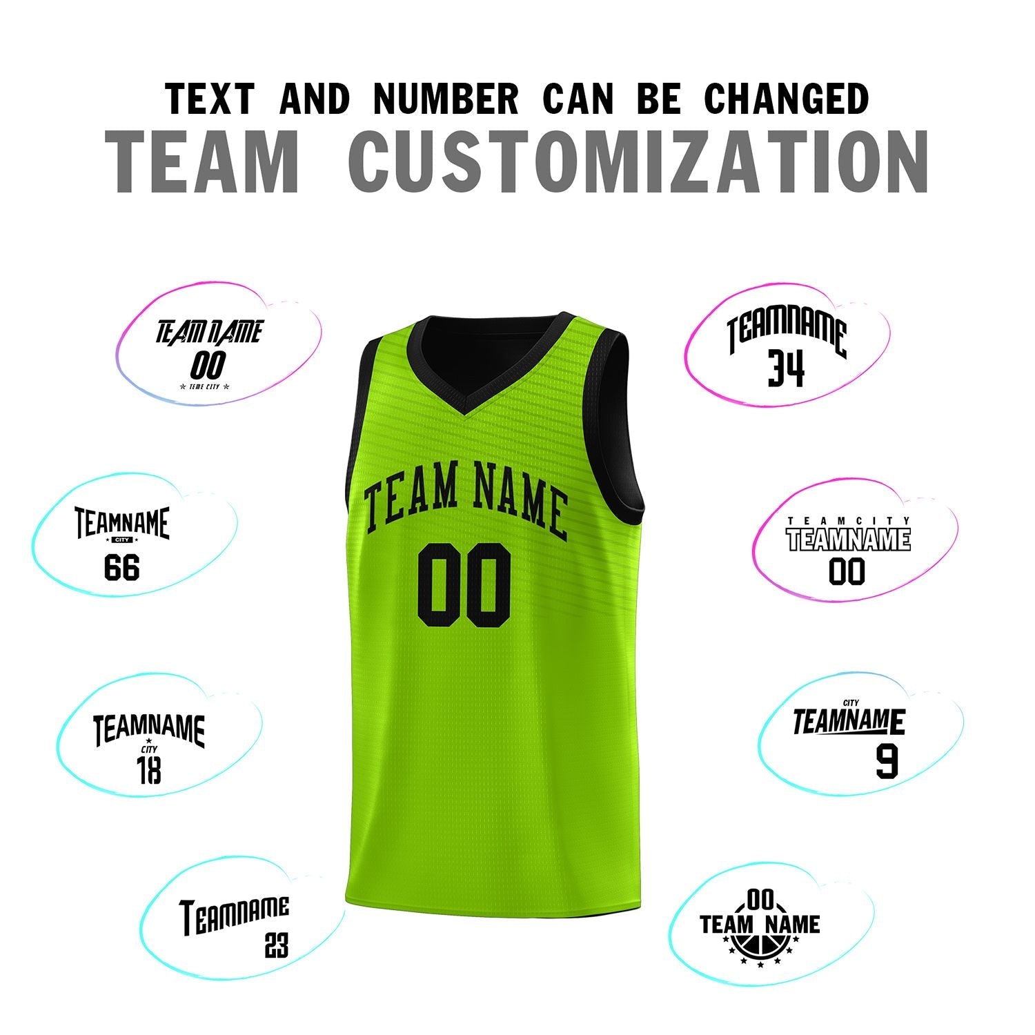 Custom Neon Green Black Chest Slash Patttern Sports Uniform Basketball Jersey