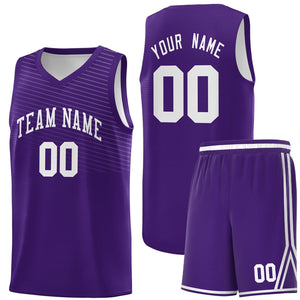 Custom Purple White Chest Slash Patttern Sports Uniform Basketball Jersey