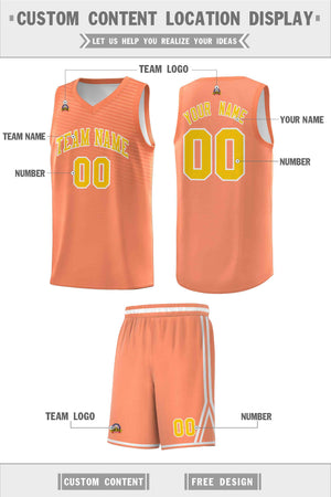 Custom Light Orange Gold Chest Slash Patttern Sports Uniform Basketball Jersey