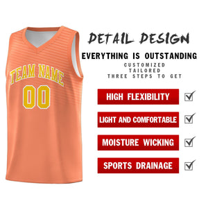 Custom Light Orange Gold Chest Slash Patttern Sports Uniform Basketball Jersey