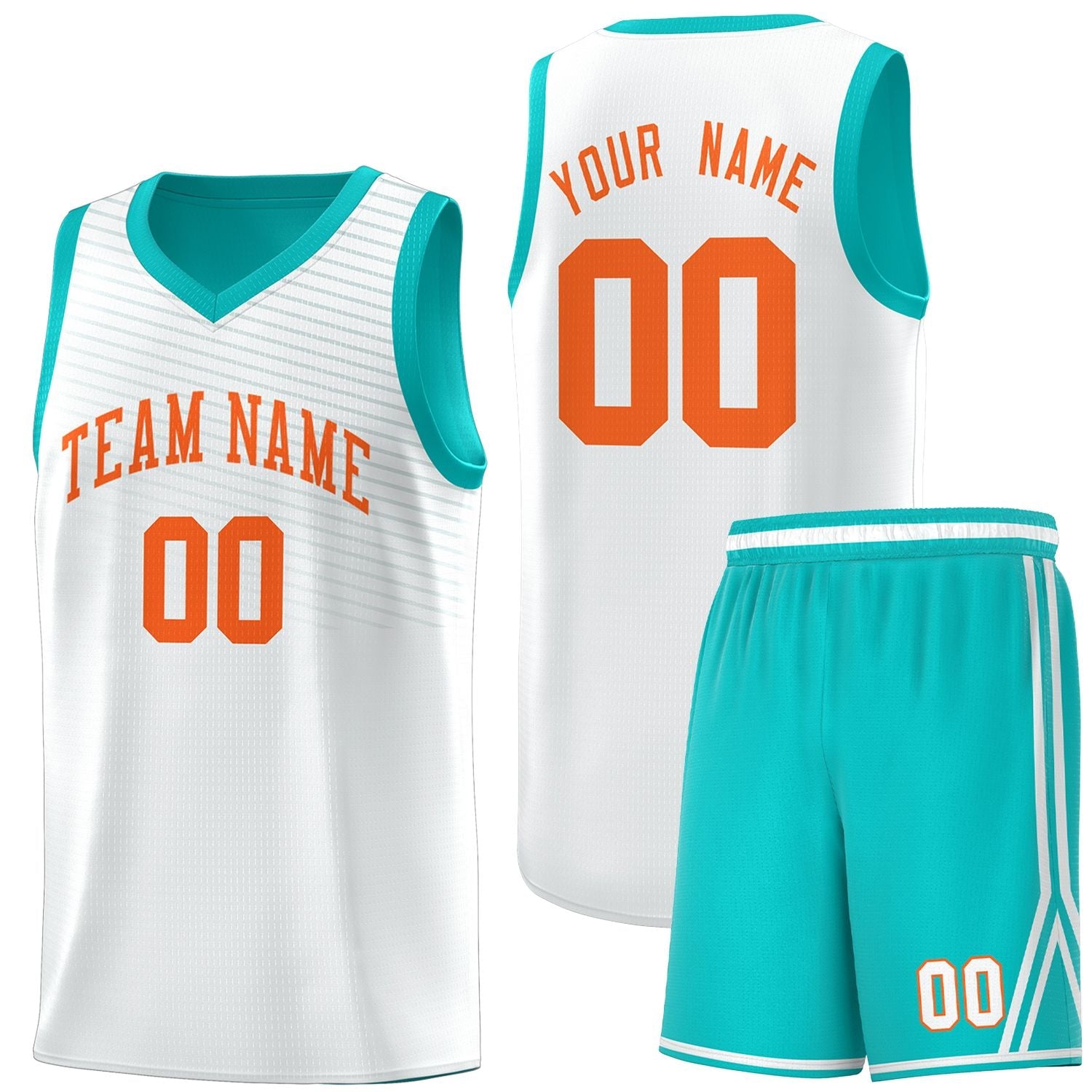 Custom White Light Green Chest Slash Patttern Sports Uniform Basketball Jersey