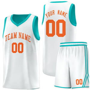 Custom White Light Green Chest Slash Patttern Sports Uniform Basketball Jersey