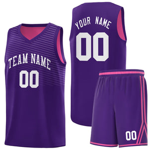 Custom Purple Pink Chest Slash Patttern Sports Uniform Basketball Jersey