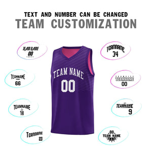 Custom Purple Pink Chest Slash Patttern Sports Uniform Basketball Jersey