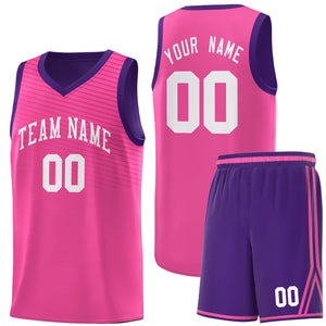 Custom Pink Purple Chest Slash Patttern Sports Uniform Basketball Jersey