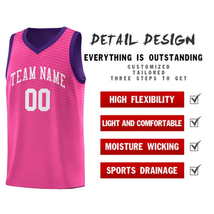 Custom Pink Purple Chest Slash Patttern Sports Uniform Basketball Jersey