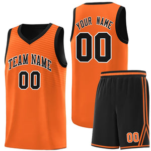 Custom Orange Black Chest Slash Patttern Sports Uniform Basketball Jersey