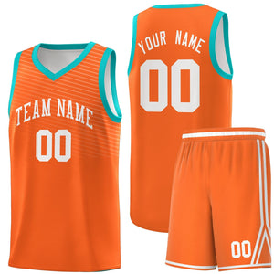 Custom Orange Light Green Chest Slash Patttern Sports Uniform Basketball Jersey