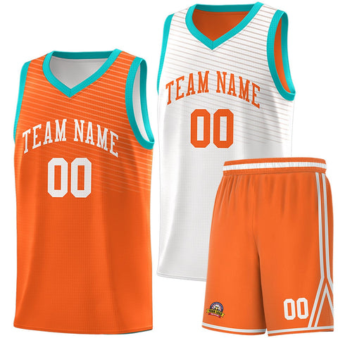 Custom Orange White Chest Slash Patttern Double Side Sports Uniform Basketball Jersey