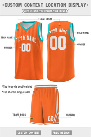 Custom Orange White Chest Slash Patttern Double Side Sports Uniform Basketball Jersey