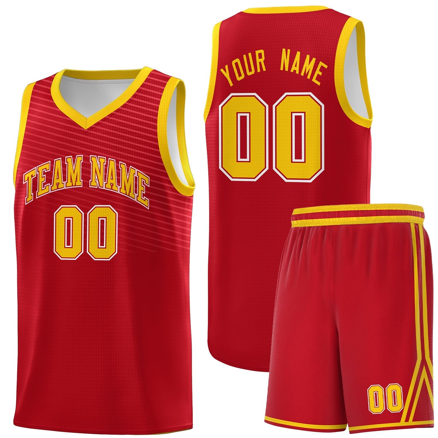 Custom Red Gold Chest Slash Patttern Sports Uniform Basketball Jersey