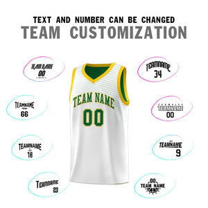 Custom White Kelly Green Chest Slash Patttern Sports Uniform Basketball Jersey