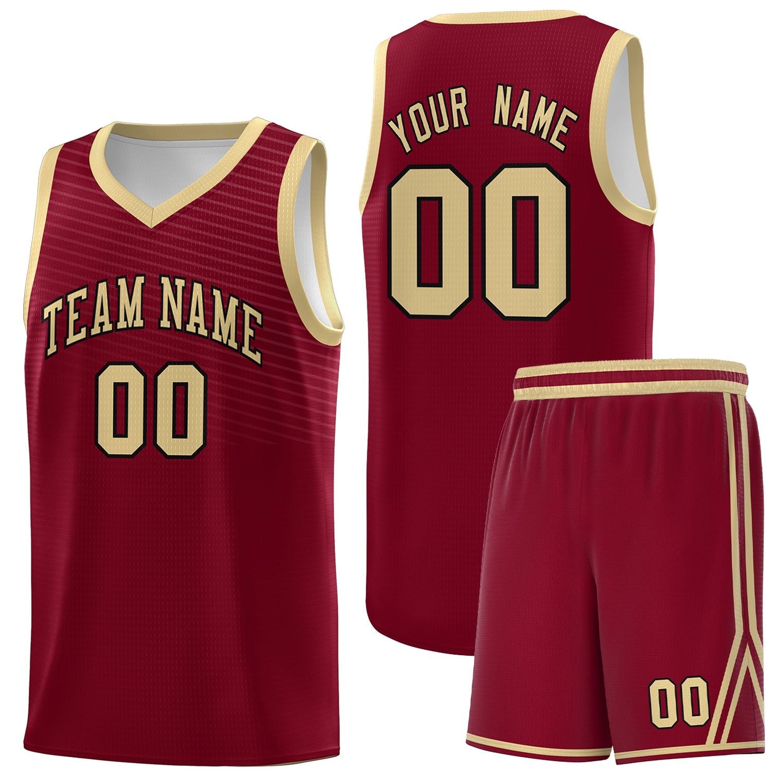 Custom Crimson Khaki Chest Slash Patttern Sports Uniform Basketball Jersey