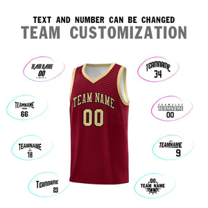 Custom Crimson Khaki Chest Slash Patttern Sports Uniform Basketball Jersey