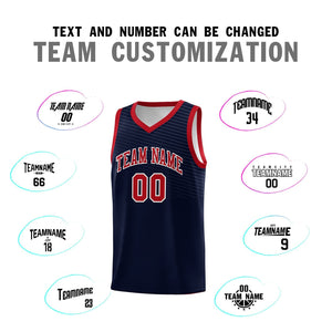 Custom Navy Red Chest Slash Patttern Sports Uniform Basketball Jersey