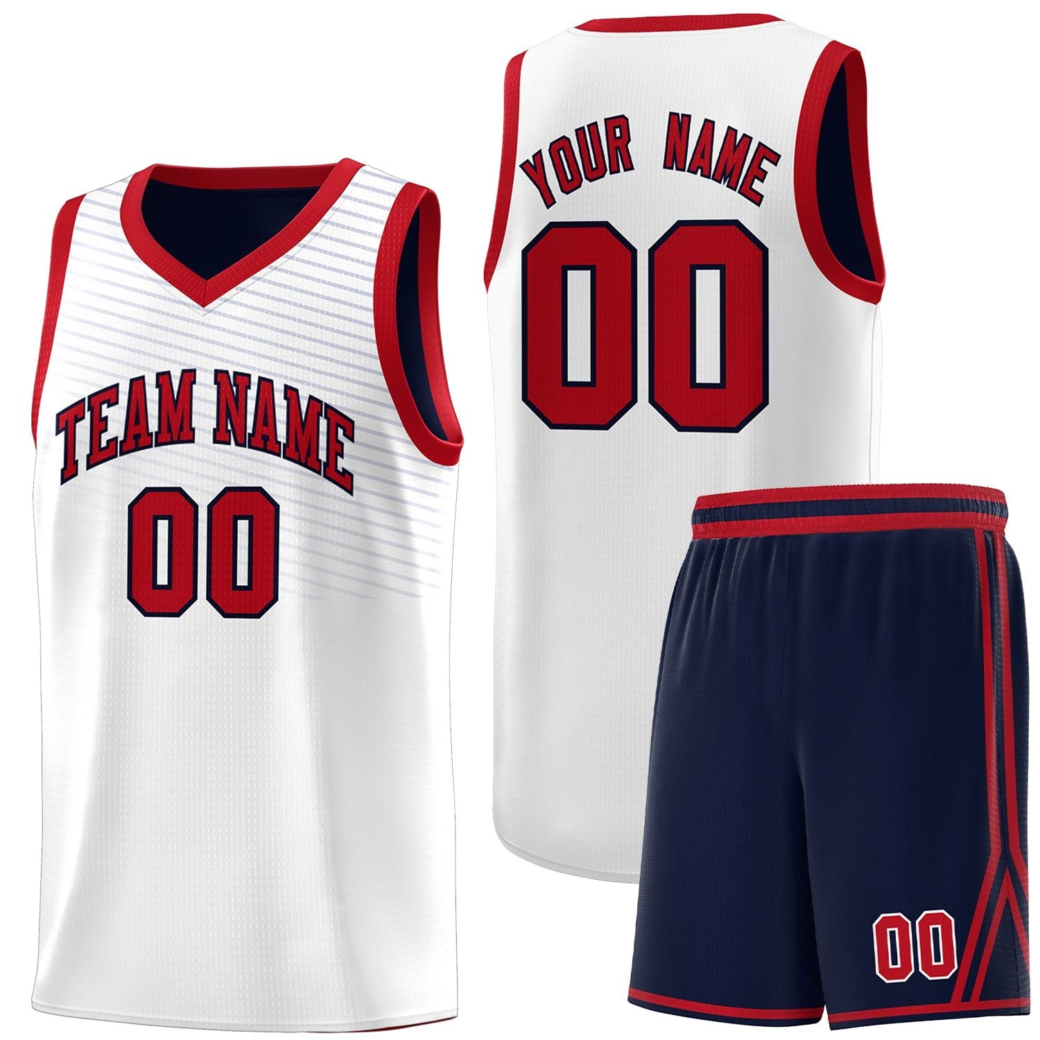 Custom White Navy Chest Slash Patttern Sports Uniform Basketball Jersey