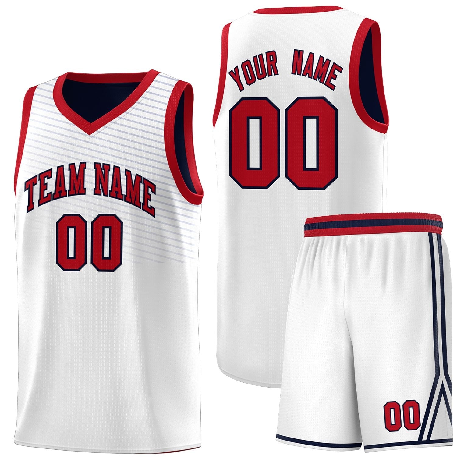 Custom White Navy Chest Slash Patttern Sports Uniform Basketball Jersey