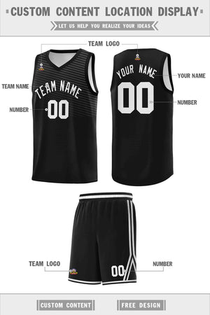 Custom Black White Chest Slash Patttern Sports Uniform Basketball Jersey