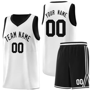 Custom White Black Chest Slash Patttern Sports Uniform Basketball Jersey