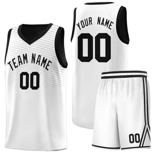 Custom White Black Chest Slash Patttern Sports Uniform Basketball Jersey