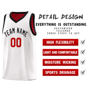 Custom White Red Chest Slash Patttern Sports Uniform Basketball Jersey