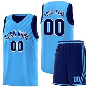 Custom Powder Blue Blue Chest Slash Patttern Sports Uniform Basketball Jersey