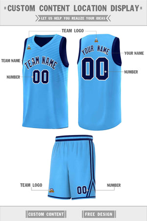 Custom Powder Blue Blue Chest Slash Patttern Sports Uniform Basketball Jersey