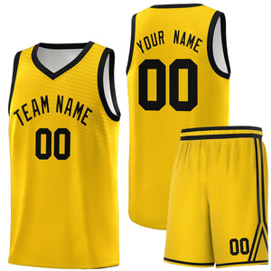 Custom Gold Black Chest Slash Patttern Sports Uniform Basketball Jersey