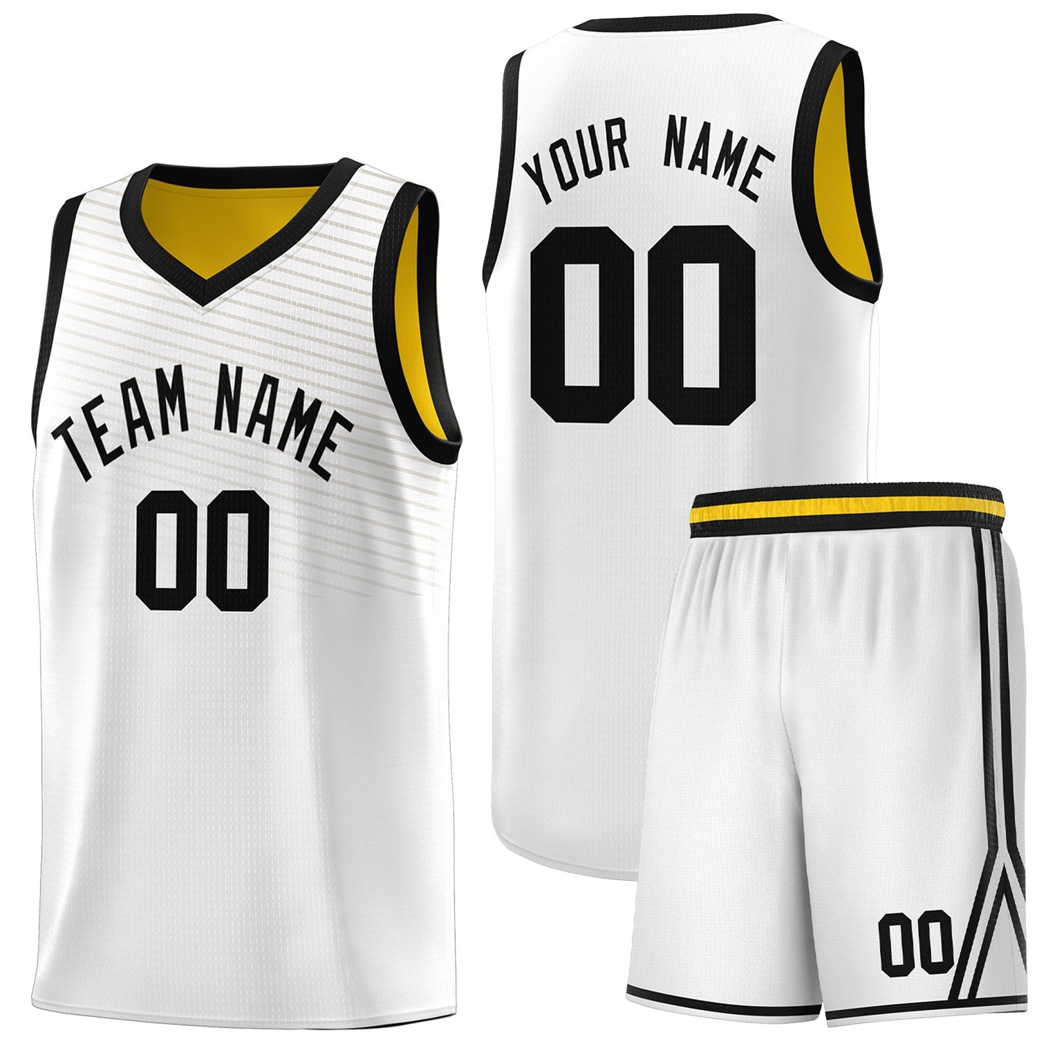 Custom White Black Chest Slash Patttern Sports Uniform Basketball Jersey