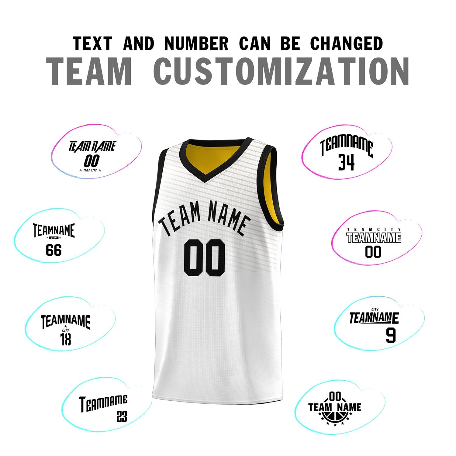 Custom White Black Chest Slash Patttern Sports Uniform Basketball Jersey