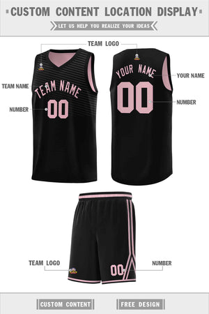 Custom Black Pink Chest Slash Patttern Sports Uniform Basketball Jersey