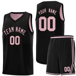 Custom Black Pink Chest Slash Patttern Sports Uniform Basketball Jersey