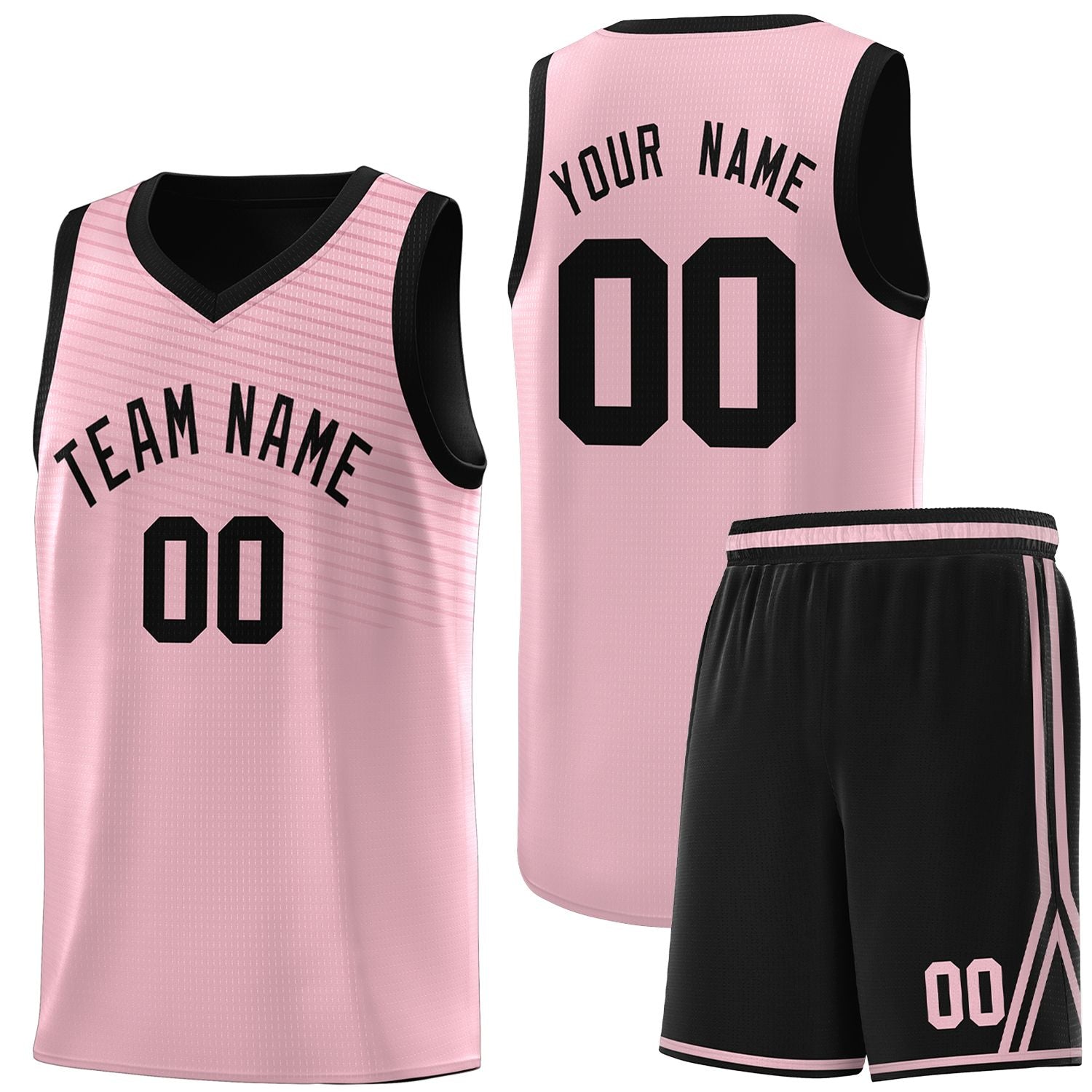 Custom Pink Black Chest Slash Patttern Sports Uniform Basketball Jersey