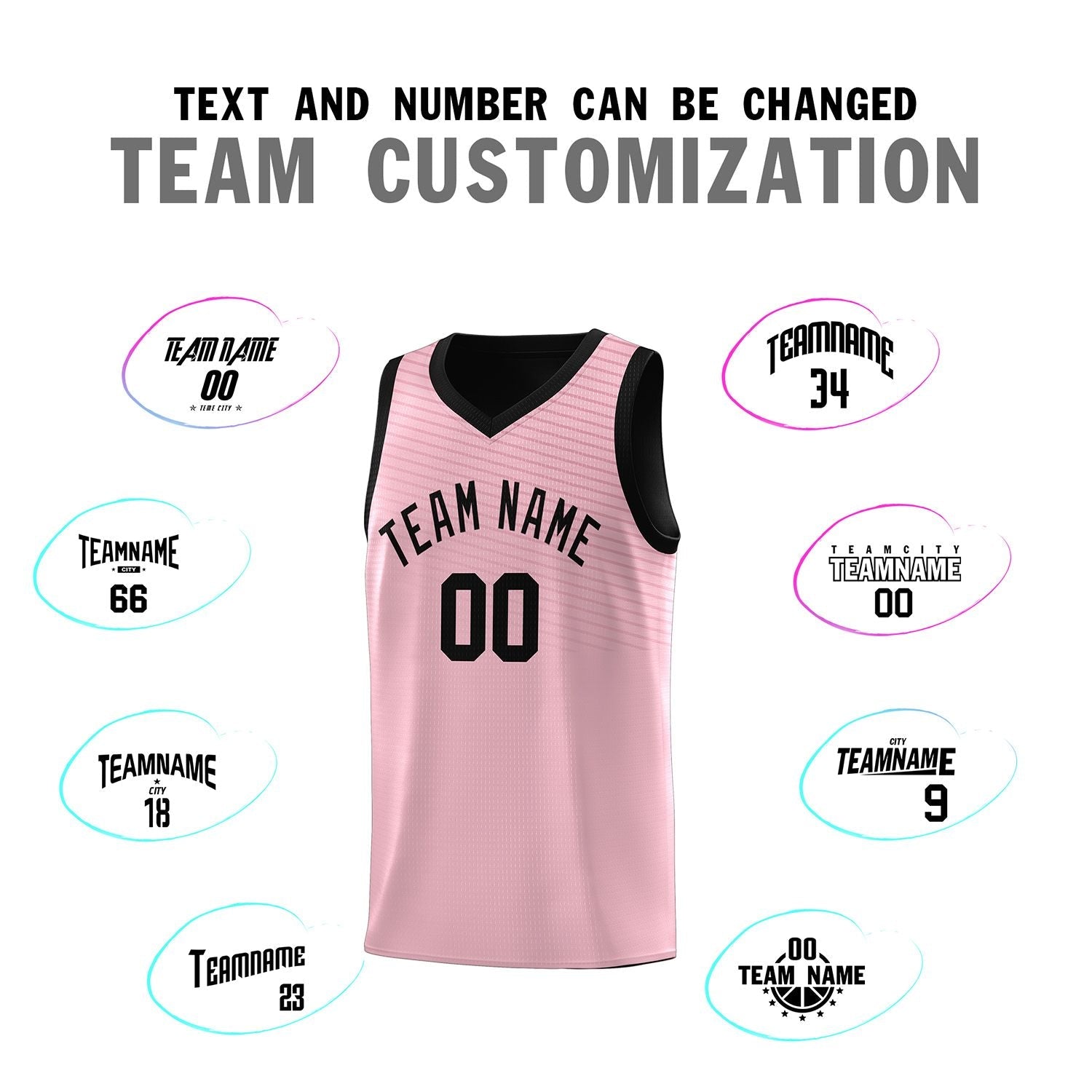 Custom Pink Black Chest Slash Patttern Sports Uniform Basketball Jersey