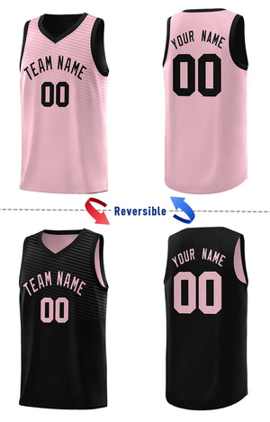 Custom Black Pink Chest Slash Patttern Double Side Sports Uniform Basketball Jersey