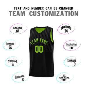 Custom Black Neon Green Chest Slash Patttern Sports Uniform Basketball Jersey