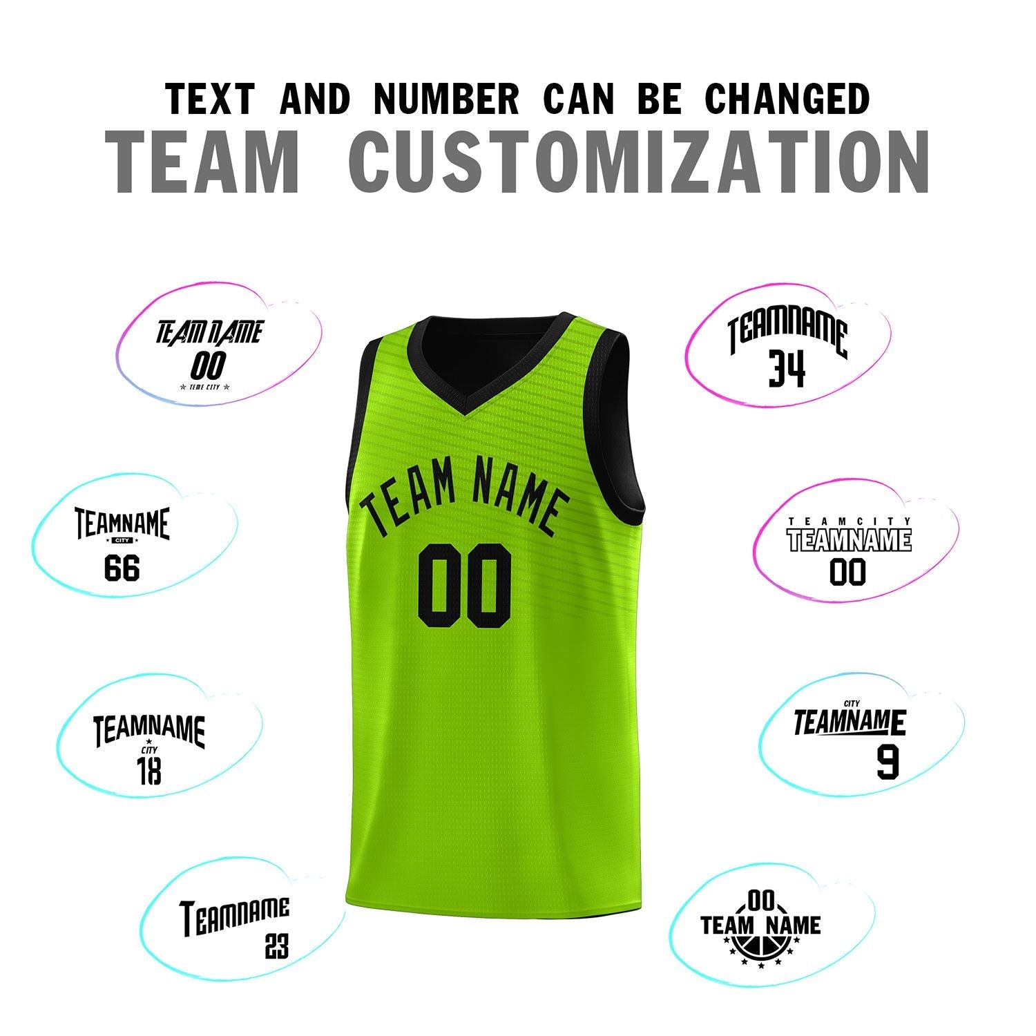 Custom Neon Green Black Chest Slash Patttern Sports Uniform Basketball Jersey