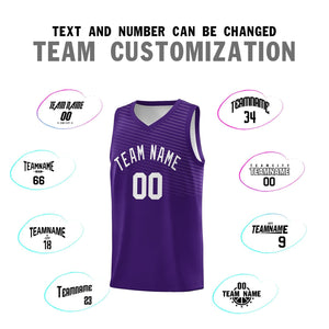 Custom Purple White Chest Slash Patttern Sports Uniform Basketball Jersey